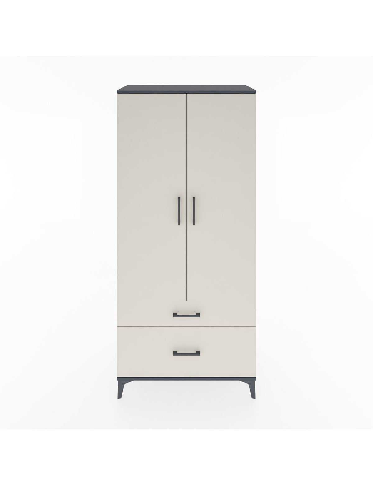 Hyperion Dolap 2 Raflı 2 Çekmeceli Tek Askılı 88x44x195 Antrasit-Aytaşı