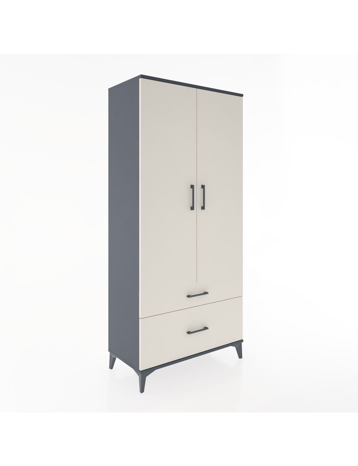 Hyperion Dolap 2 Raflı 2 Çekmeceli Tek Askılı 88x44x195 Antrasit-Aytaşı