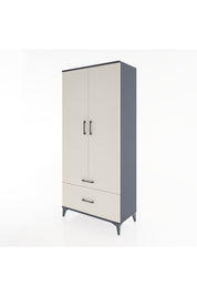 Hyperion Dolap 2 Raflı 2 Çekmeceli Tek Askılı 88x44x195 Antrasit-Aytaşı