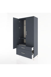 Hyperion Dolap 2 Raflı 2 Çekmeceli Tek Askılı 88x44x195 Antrasit-Antrasit