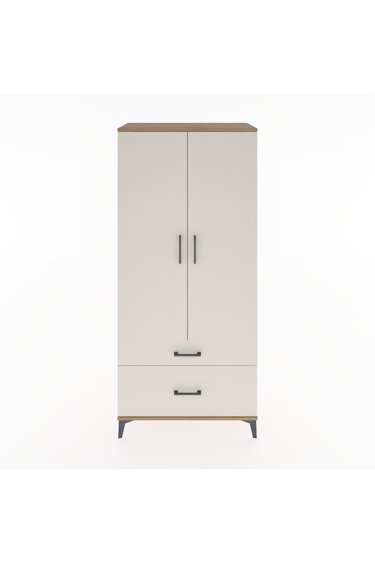 Hyperion Dolap 2 Raflı 2 Çekmeceli Tek Askılı 88x44x195 Çam-Aytaşı