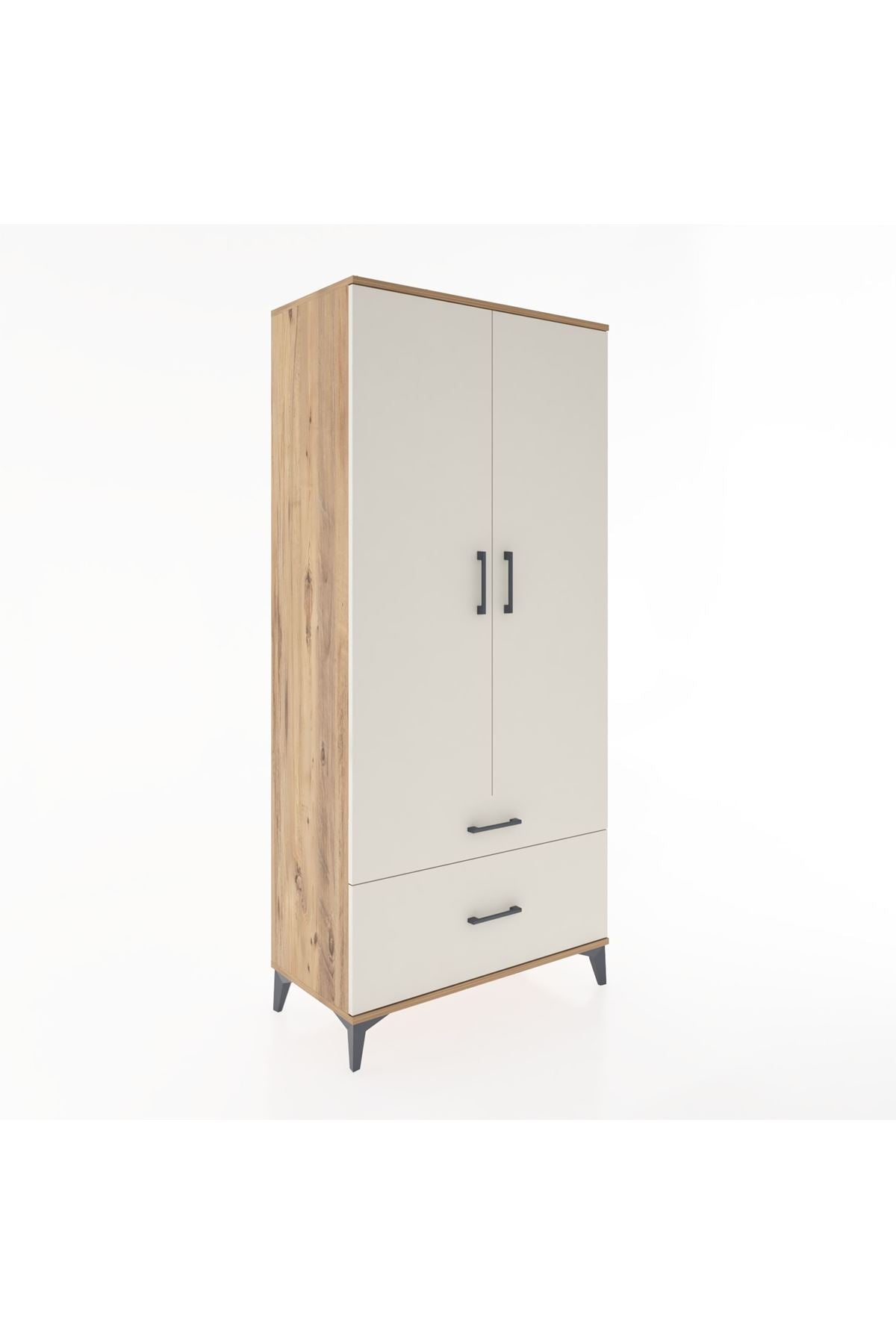 Hyperion Dolap 2 Raflı 2 Çekmeceli Tek Askılı 88x44x195 Çam-Aytaşı