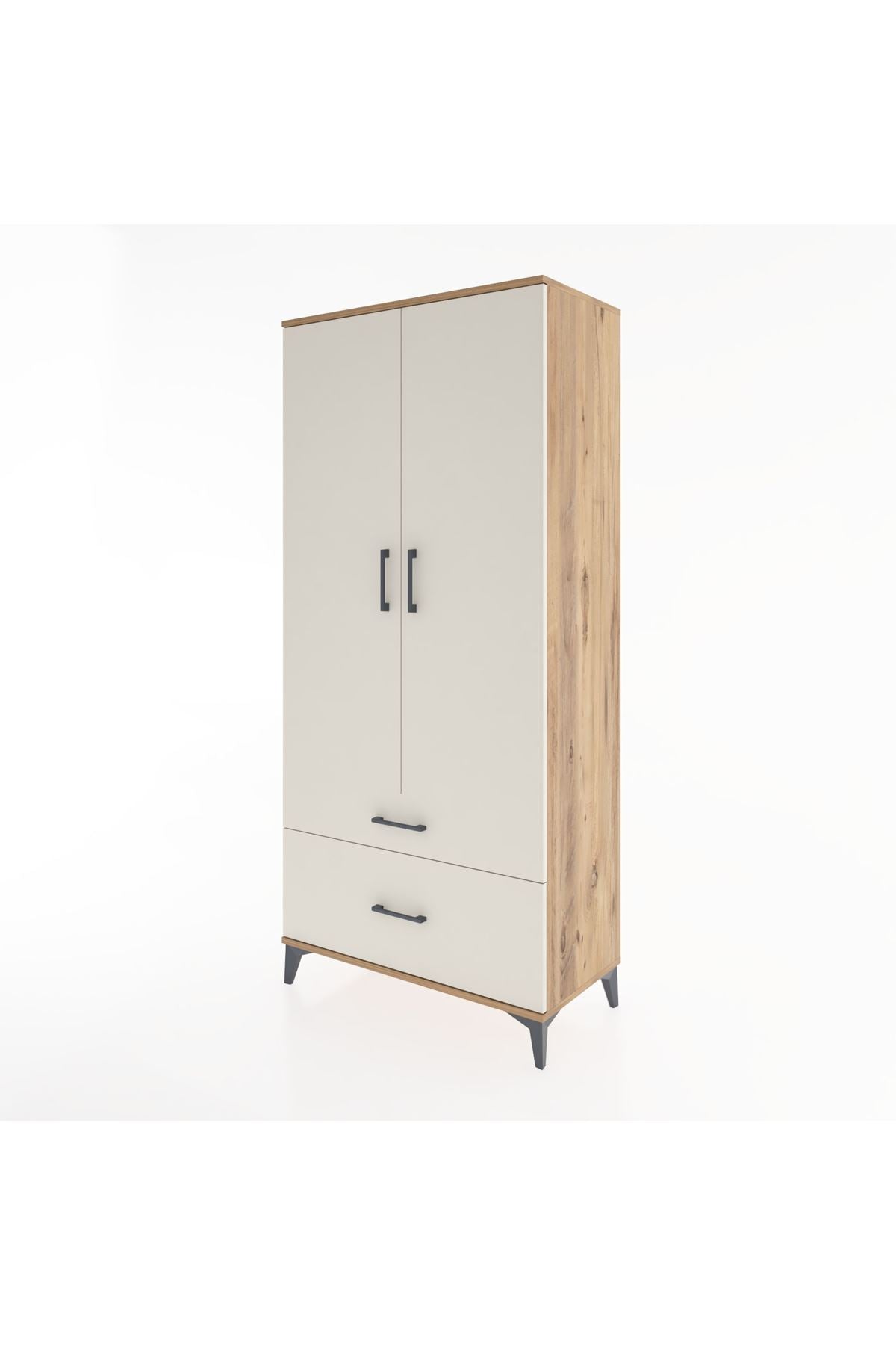 Hyperion Dolap 2 Raflı 2 Çekmeceli Tek Askılı 88x44x195 Çam-Aytaşı