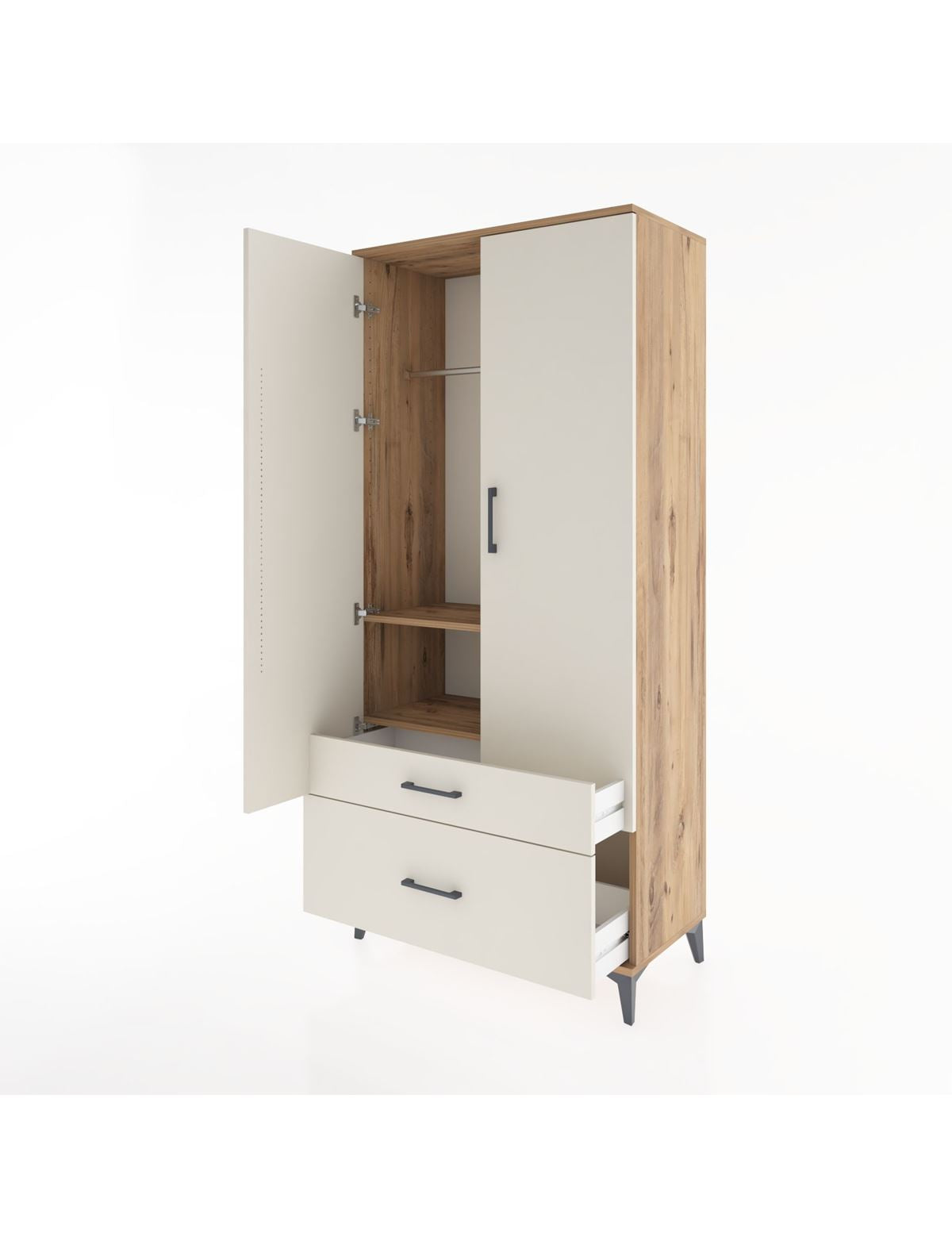 Hyperion Dolap 2 Raflı 2 Çekmeceli Tek Askılı 88x44x195 - S60M013V7B