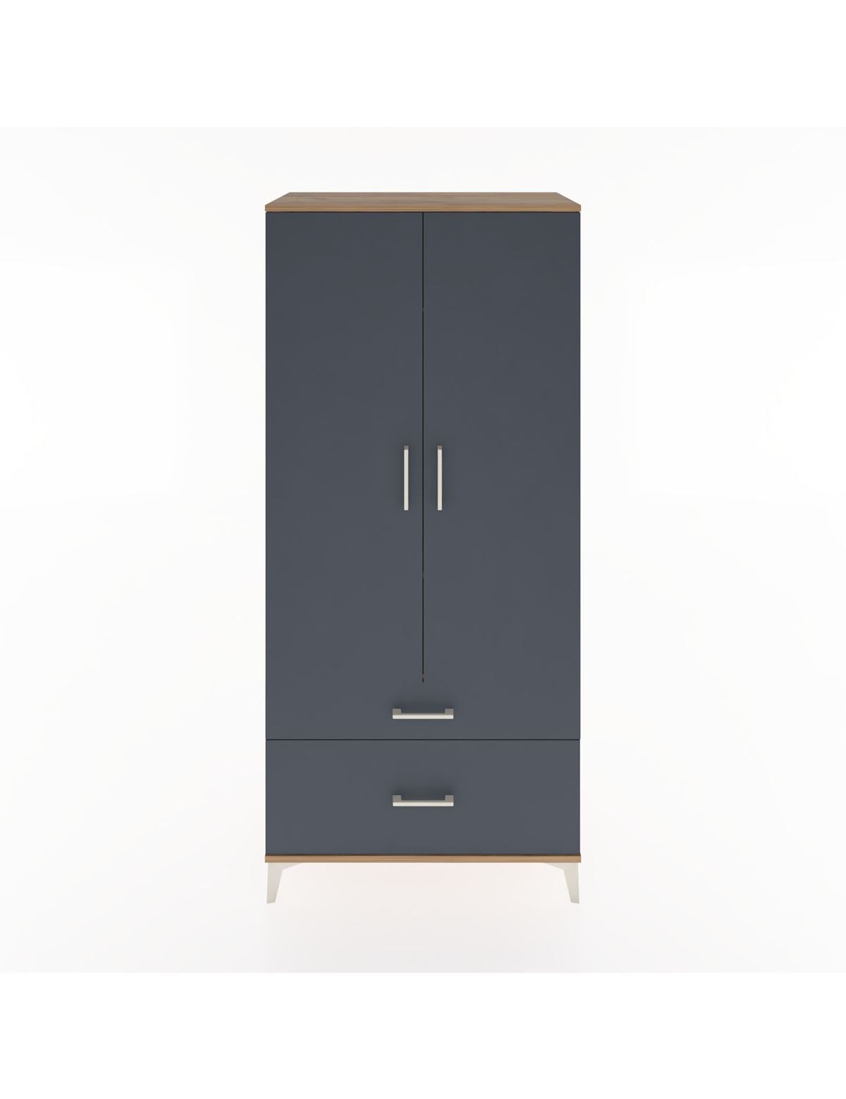 Hyperion Dolap 2 Raflı 2 Çekmeceli Tek Askılı 88x44x195 Çam-Antrasit