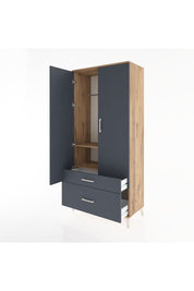 Hyperion Dolap 2 Raflı 2 Çekmeceli Tek Askılı 88x44x195 Çam-Antrasit