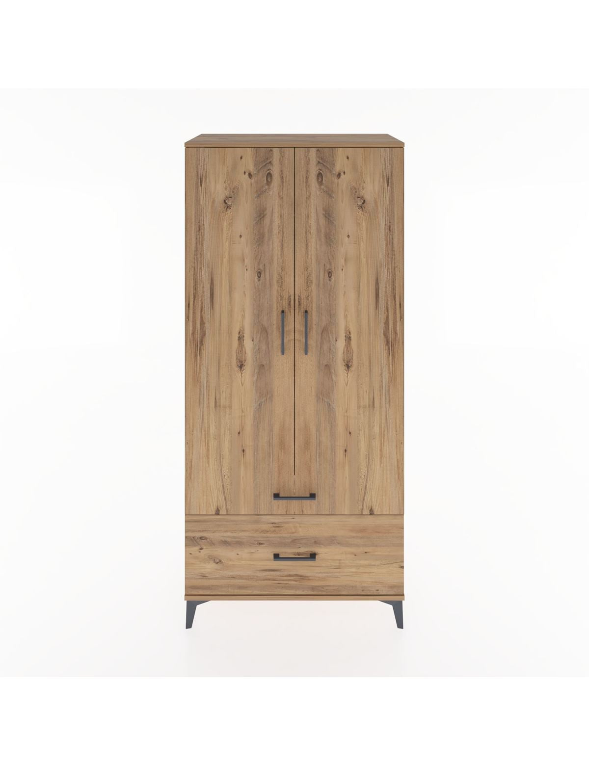 Hyperion Dolap 2 Raflı 2 Çekmeceli Tek Askılı 88x44x195 Çam-Çam