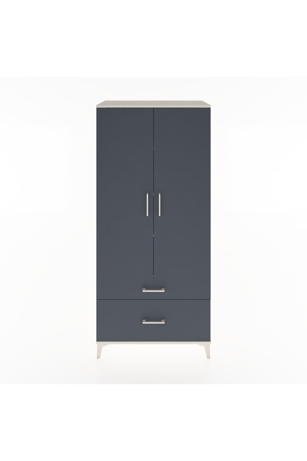 Hyperion Dolap 4 Raflı 2 Çekmeceli 2 Kapaklı 88x44x195 Aytaşı-Antrasit