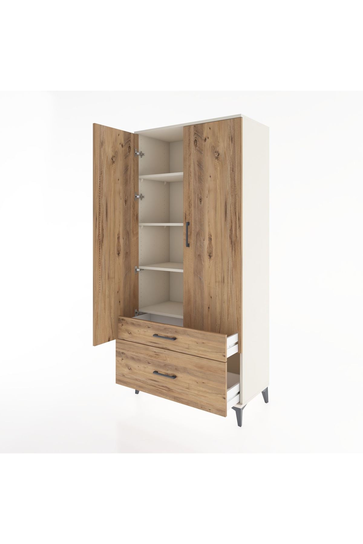 Hyperion Dolap 4 Raflı 2 Çekmeceli 2 Kapaklı 88x44x195 Aytaşı-Çam