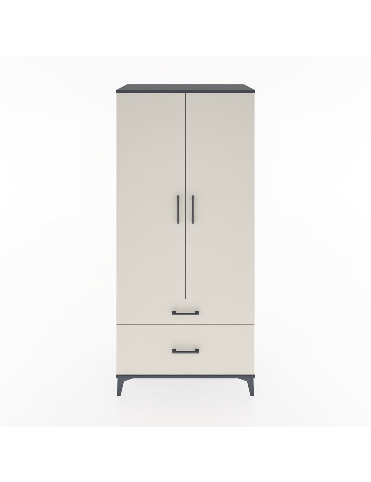 Hyperion Dolap 4 Raflı 2 Çekmeceli 2 Kapaklı 88x44x195 Antrasit-Aytaşı