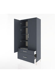 Hyperion Dolap 4 Raflı 2 Çekmeceli 2 Kapaklı 88x44x195 Antrasit-Antrasit