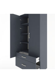 Hyperion Dolap 4 Raflı 2 Çekmeceli 2 Kapaklı 88x44x195 Antrasit-Antrasit