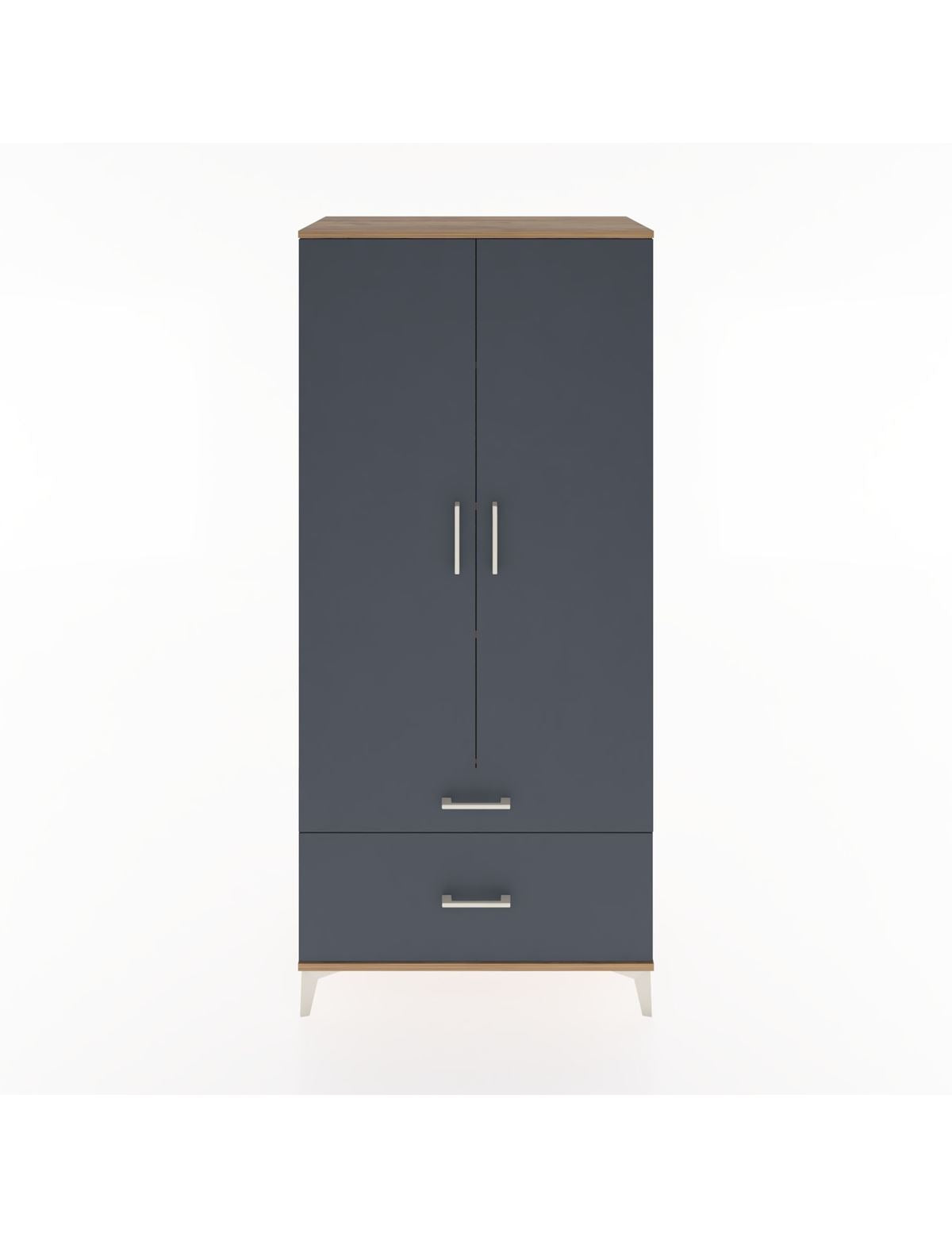 Hyperion Dolap 4 Raflı 2 Çekmeceli 2 Kapaklı 88x44x195 Çam-Antrasit