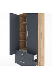 Hyperion Dolap 4 Raflı 2 Çekmeceli 2 Kapaklı 88x44x195 Çam-Antrasit