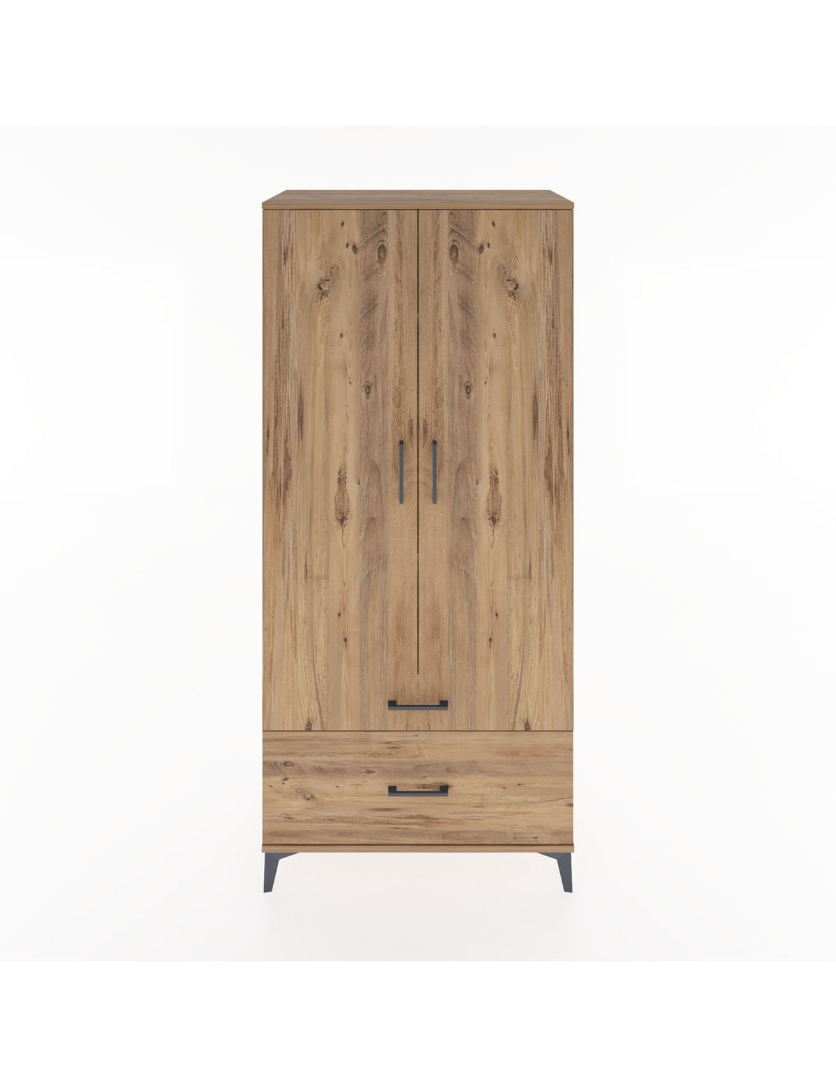 Hyperion Dolap 4 Raflı 2 Çekmeceli 2 Kapaklı 88x44x195 Çam-Çam