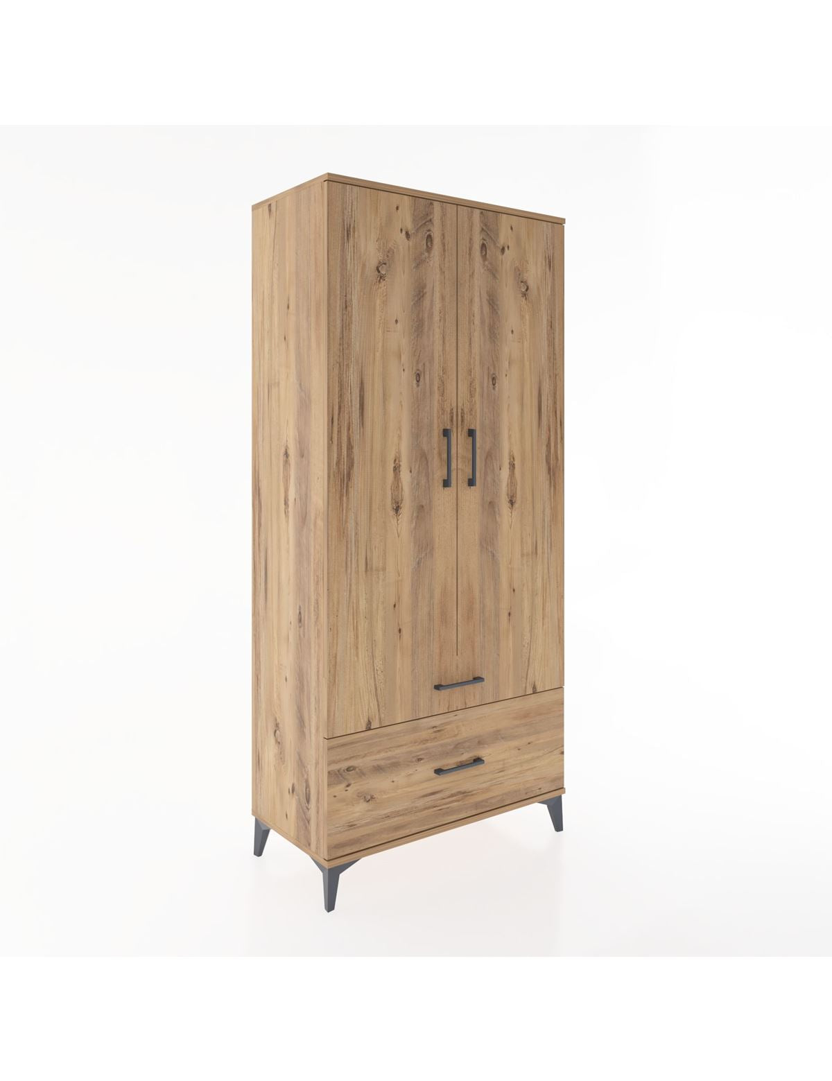 Hyperion Dolap 4 Raflı 2 Çekmeceli 2 Kapaklı 88x44x195 Çam-Çam