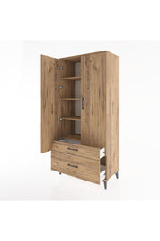 Hyperion Dolap 4 Raflı 2 Çekmeceli 2 Kapaklı 88x44x195 Çam-Çam