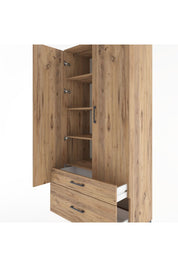 Hyperion Dolap 4 Raflı 2 Çekmeceli 2 Kapaklı 88x44x195 Çam-Çam