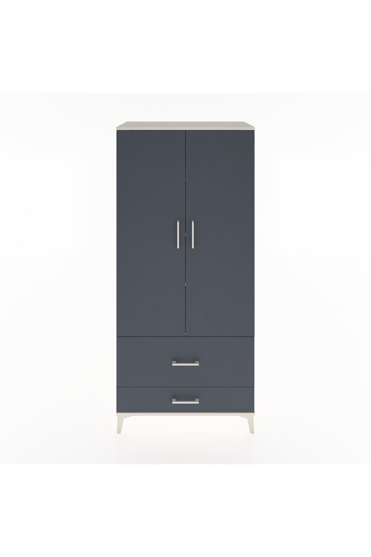 Hyperion Dolap 4 Raflı 2 Çekmeceli 2 Kapaklı 88x44x195 Aytaşı-Antrasit