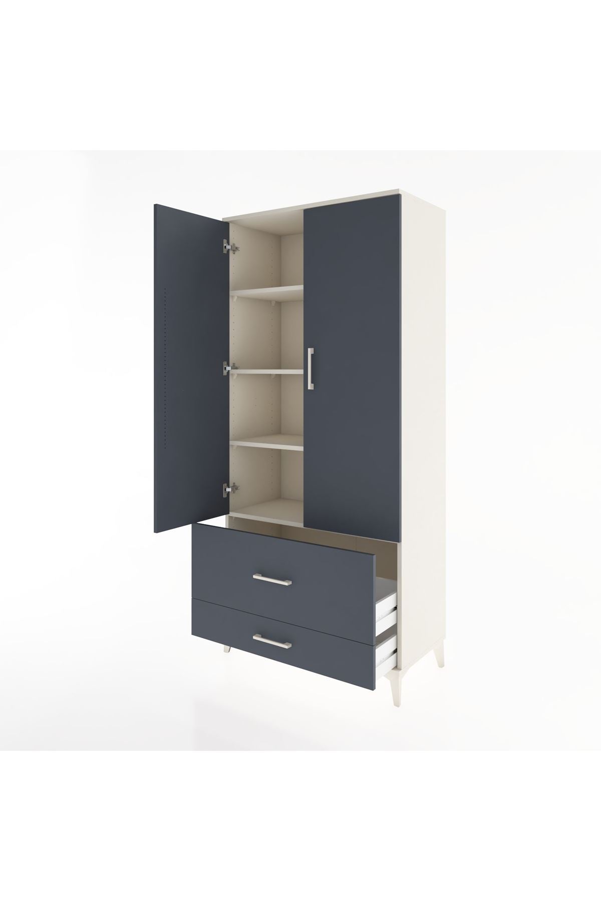 Hyperion Dolap 4 Raflı 2 Çekmeceli 2 Kapaklı 88x44x195 Aytaşı-Antrasit