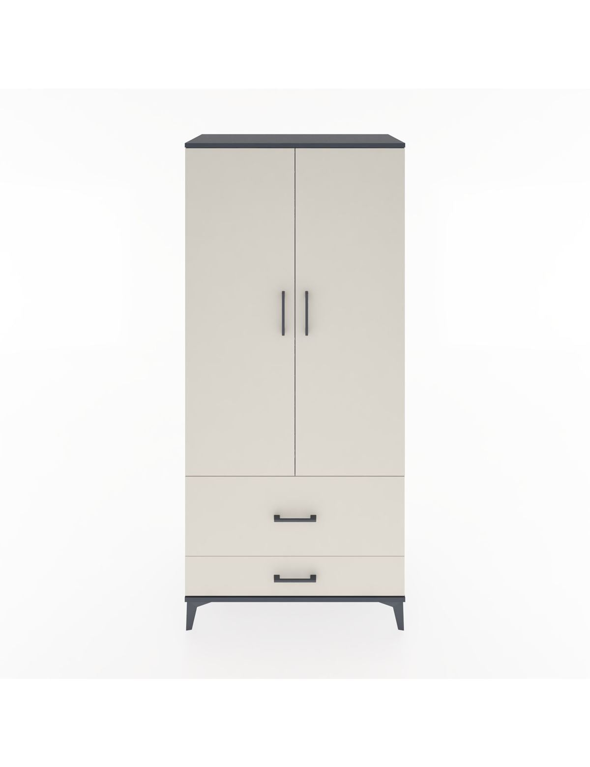 Hyperion Dolap 4 Raflı 2 Çekmeceli 2 Kapaklı 88x44x195 Antrasit-Aytaşı