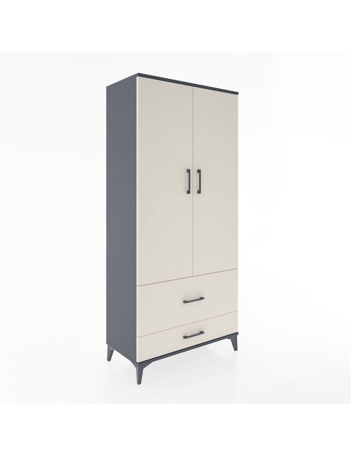 Hyperion Dolap 4 Raflı 2 Çekmeceli 2 Kapaklı 88x44x195 Antrasit-Aytaşı