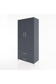 Hyperion Dolap 4 Raflı 2 Çekmeceli 2 Kapaklı 88x44x195 Antrasit-Antrasit