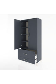 Hyperion Dolap 4 Raflı 2 Çekmeceli 2 Kapaklı 88x44x195 Antrasit-Antrasit