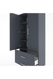 Hyperion Dolap 4 Raflı 2 Çekmeceli 2 Kapaklı 88x44x195 Antrasit-Antrasit