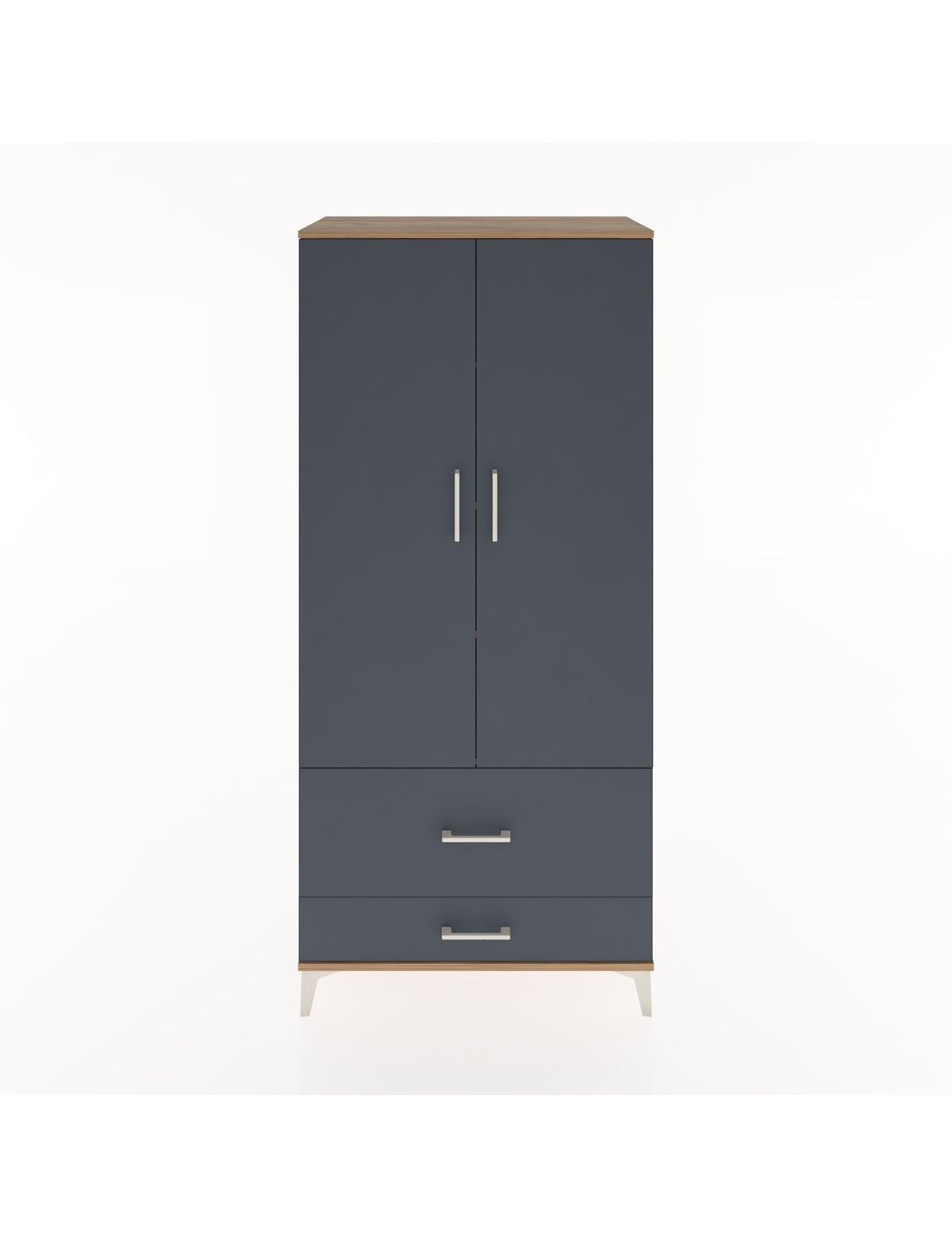 Hyperion Dolap 4 Raflı 2 Çekmeceli 2 Kapaklı 88x44x195 Çam-Antrasit