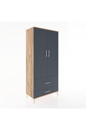 Hyperion Dolap 4 Raflı 2 Çekmeceli 2 Kapaklı 88x44x195 Çam-Antrasit