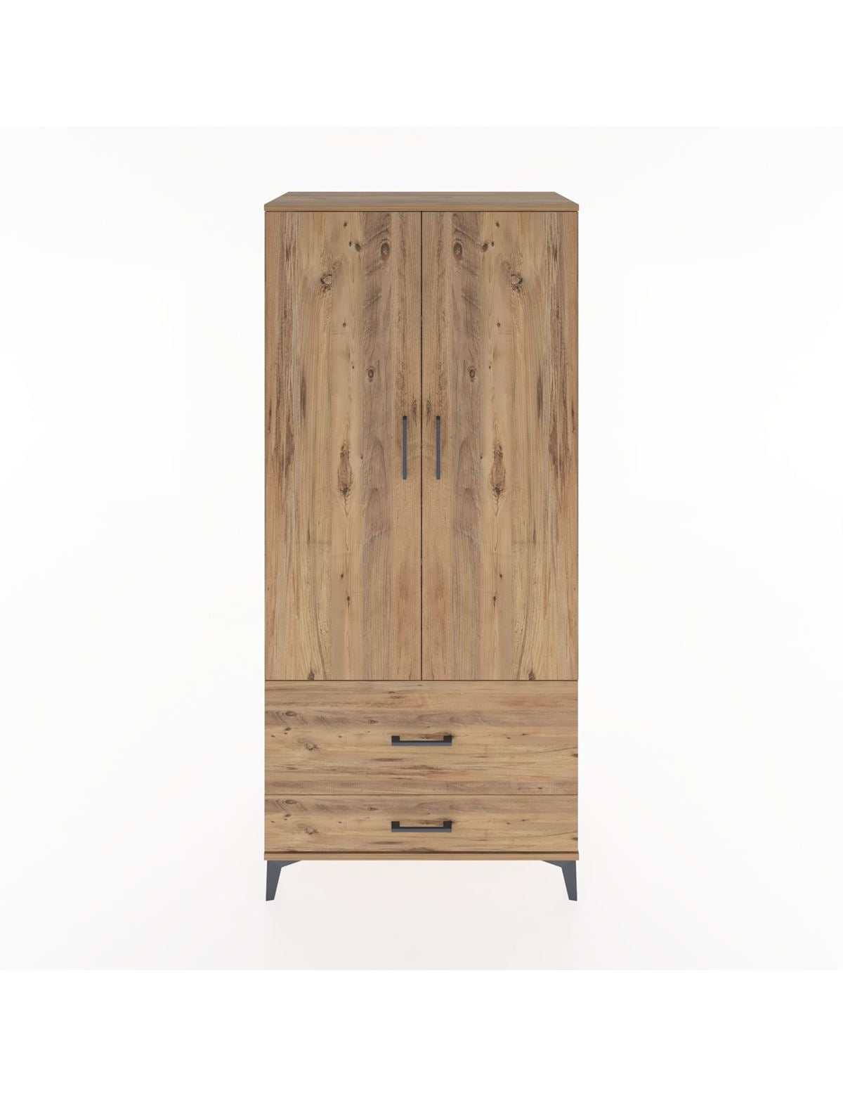 Hyperion Dolap 4 Raflı 2 Çekmeceli 2 Kapaklı 88x44x195 Çam-Çam