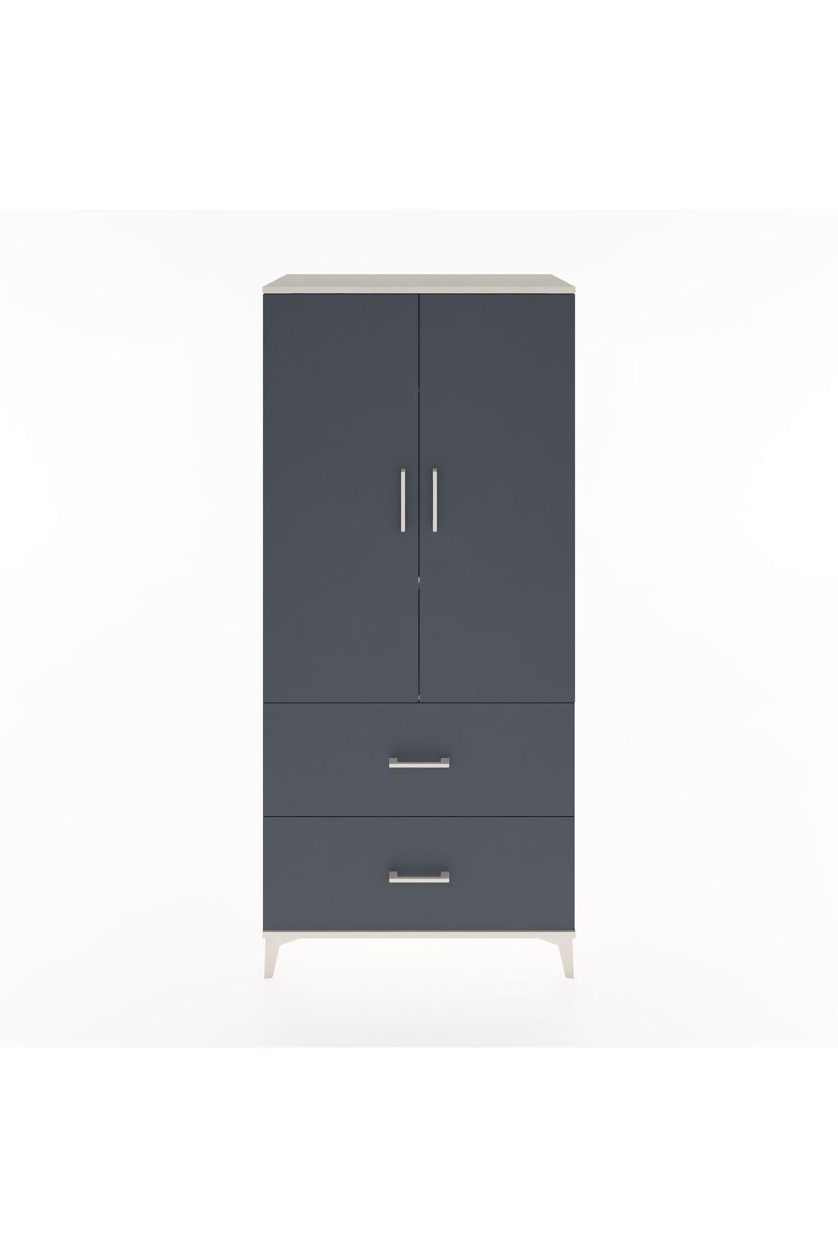 Hyperion Dolap 2 Raflı 2 Çekmeceli 2 Kapaklı 88x44x195 Aytaşı-Antrasit