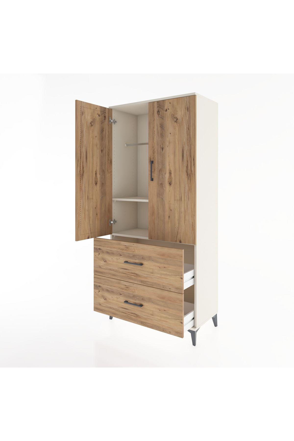 Hyperion Dolap 2 Raflı 2 Çekmeceli 2 Kapaklı 88x44x195 Aytaşı-Çam