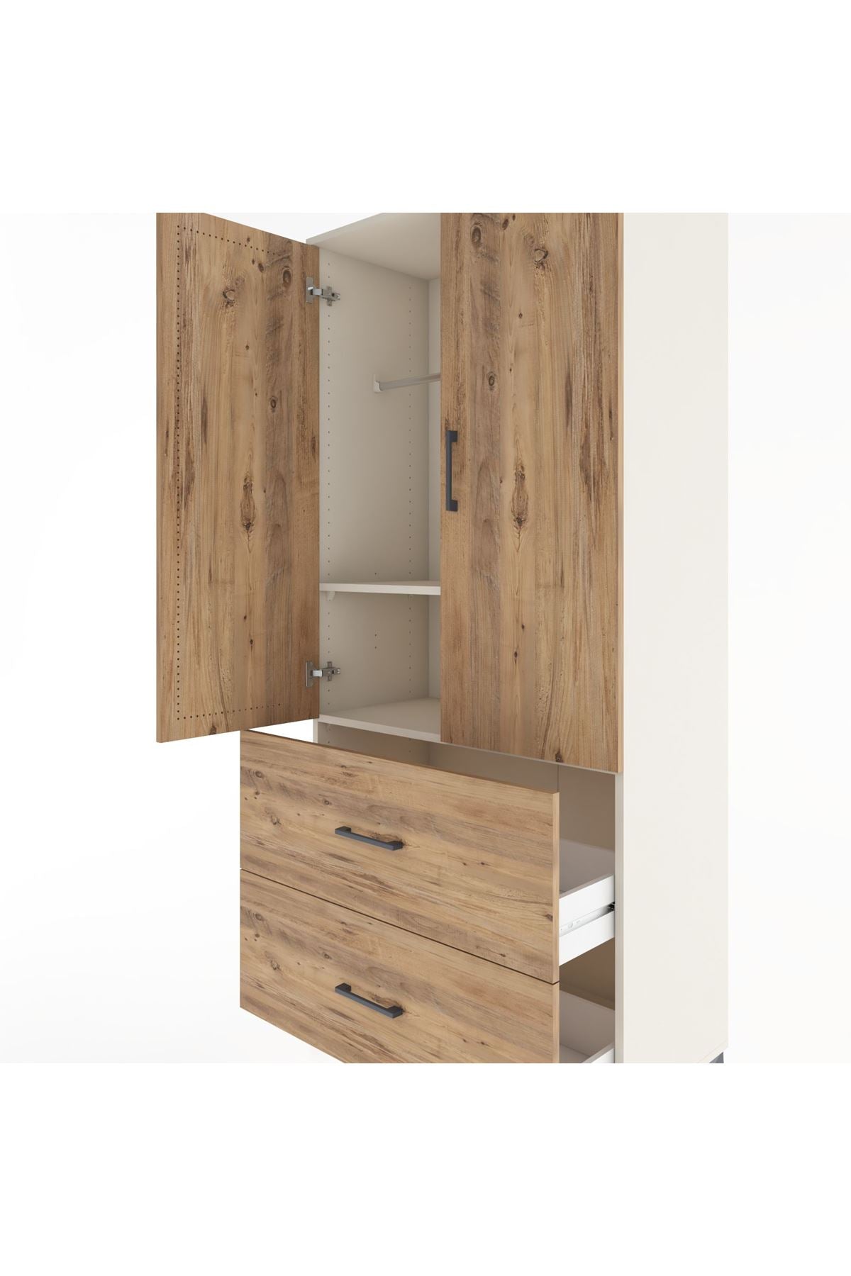 Hyperion Dolap 2 Raflı 2 Çekmeceli 2 Kapaklı 88x44x195 Aytaşı-Çam