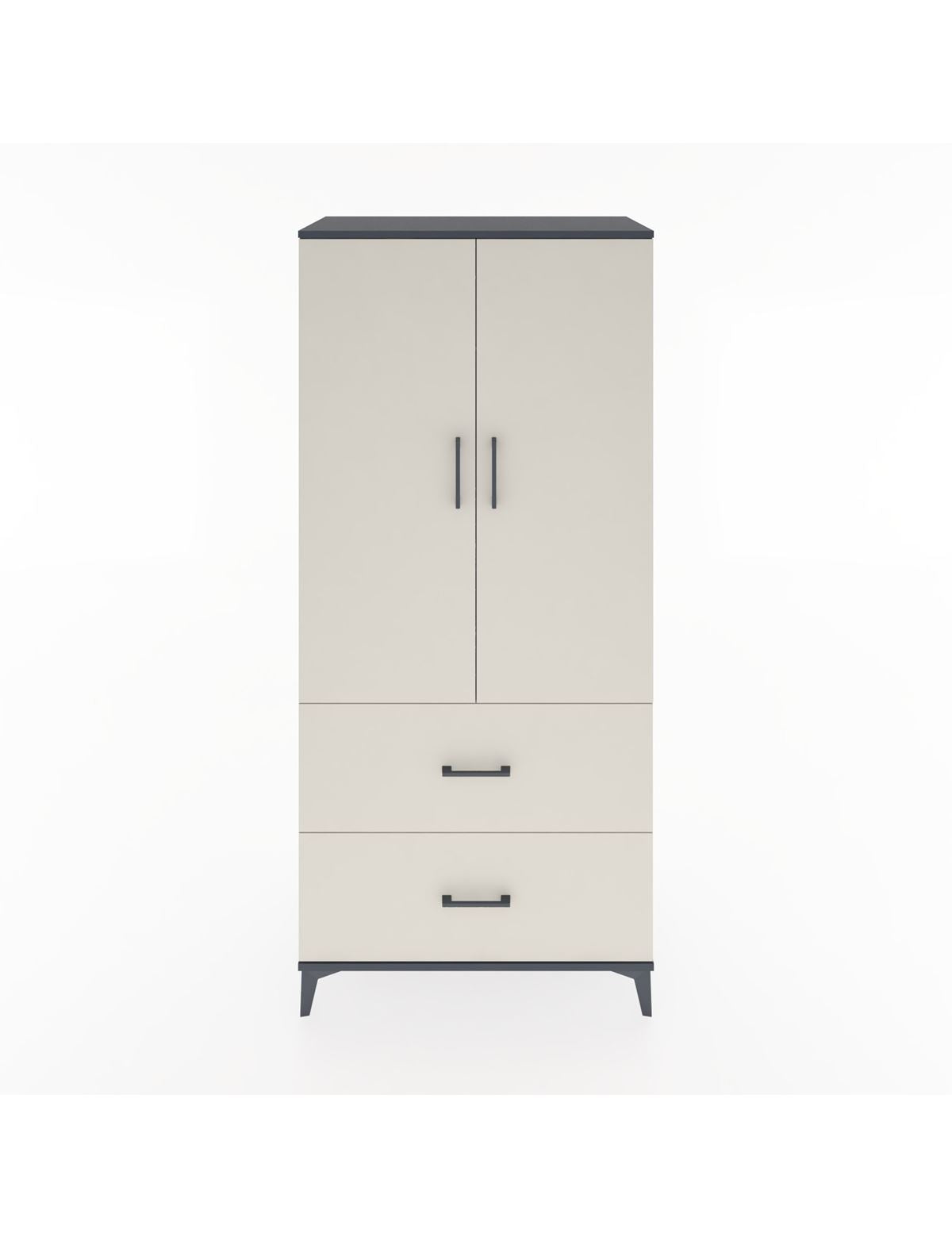 Hyperion Dolap 2 Raflı 2 Çekmeceli 2 Kapaklı 88x44x195 Antrasit-Aytaşı