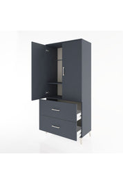 Hyperion Dolap 2 Raflı 2 Çekmeceli 2 Kapaklı 88x44x195 Antrasit-Antrasit