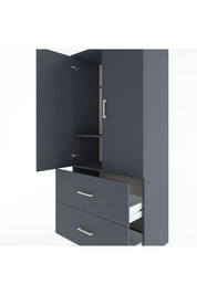 Hyperion Dolap 2 Raflı 2 Çekmeceli 2 Kapaklı 88x44x195 Antrasit-Antrasit