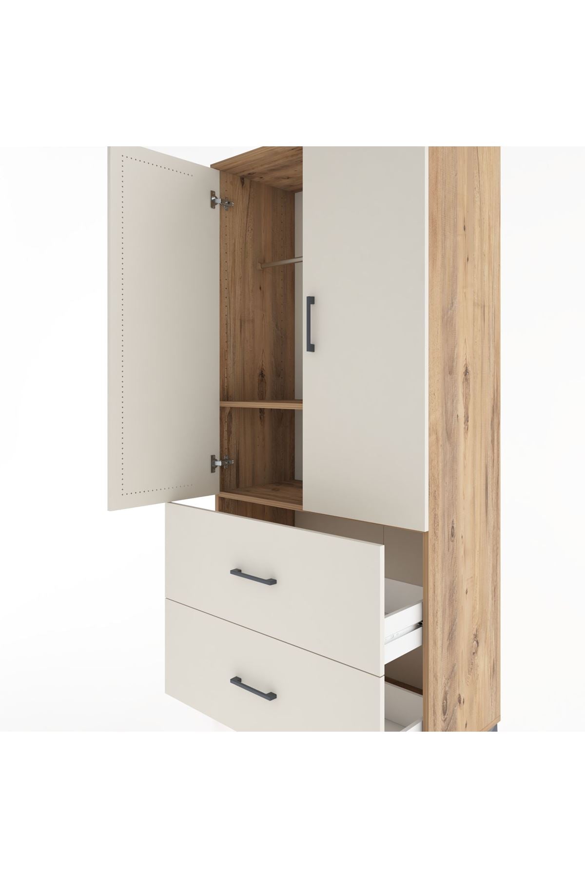 Hyperion Dolap 2 Raflı 2 Çekmeceli 2 Kapaklı 88x44x195 Çam-Aytaşı