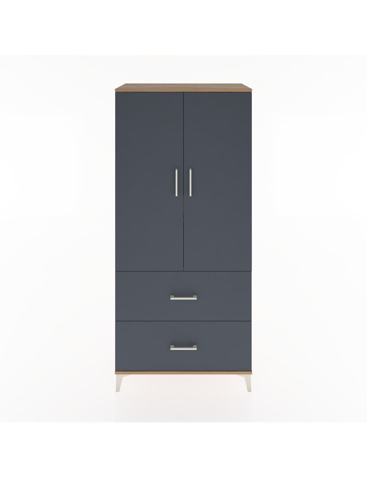 Hyperion Dolap 2 Raflı 2 Çekmeceli 2 Kapaklı 88x44x195 Çam-Antrasit