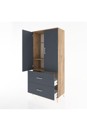 Hyperion Dolap 2 Raflı 2 Çekmeceli 2 Kapaklı 88x44x195 Çam-Antrasit
