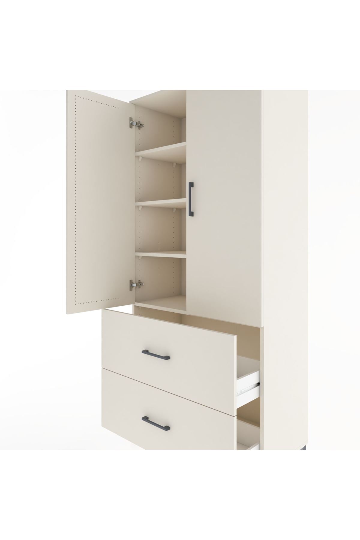 Hyperion Dolap 4 Raflı 2 Çekmeceli 2 Kapaklı 88x44x195 Aytaşı-Aytaşı