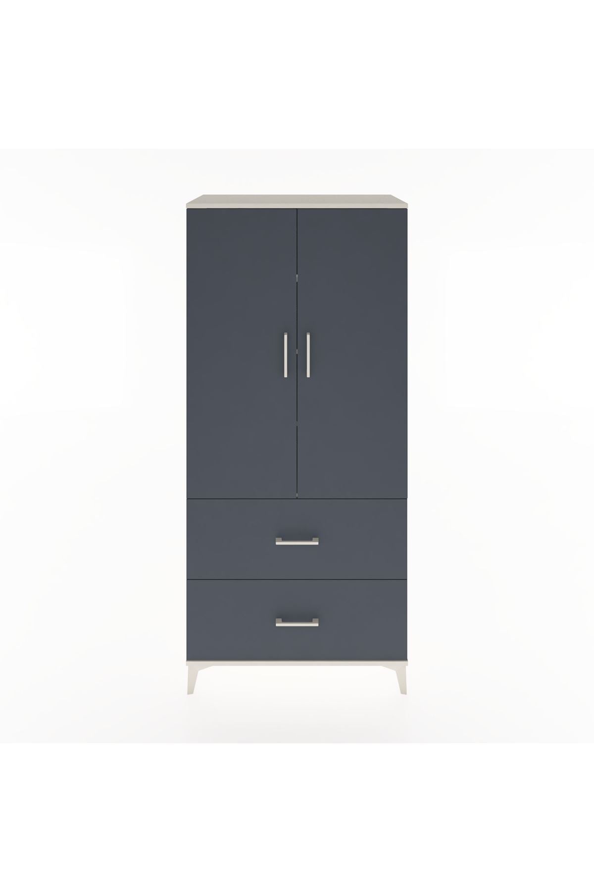 Hyperion Dolap 4 Raflı 2 Çekmeceli 2 Kapaklı 88x44x195 Aytaşı-Antrasit