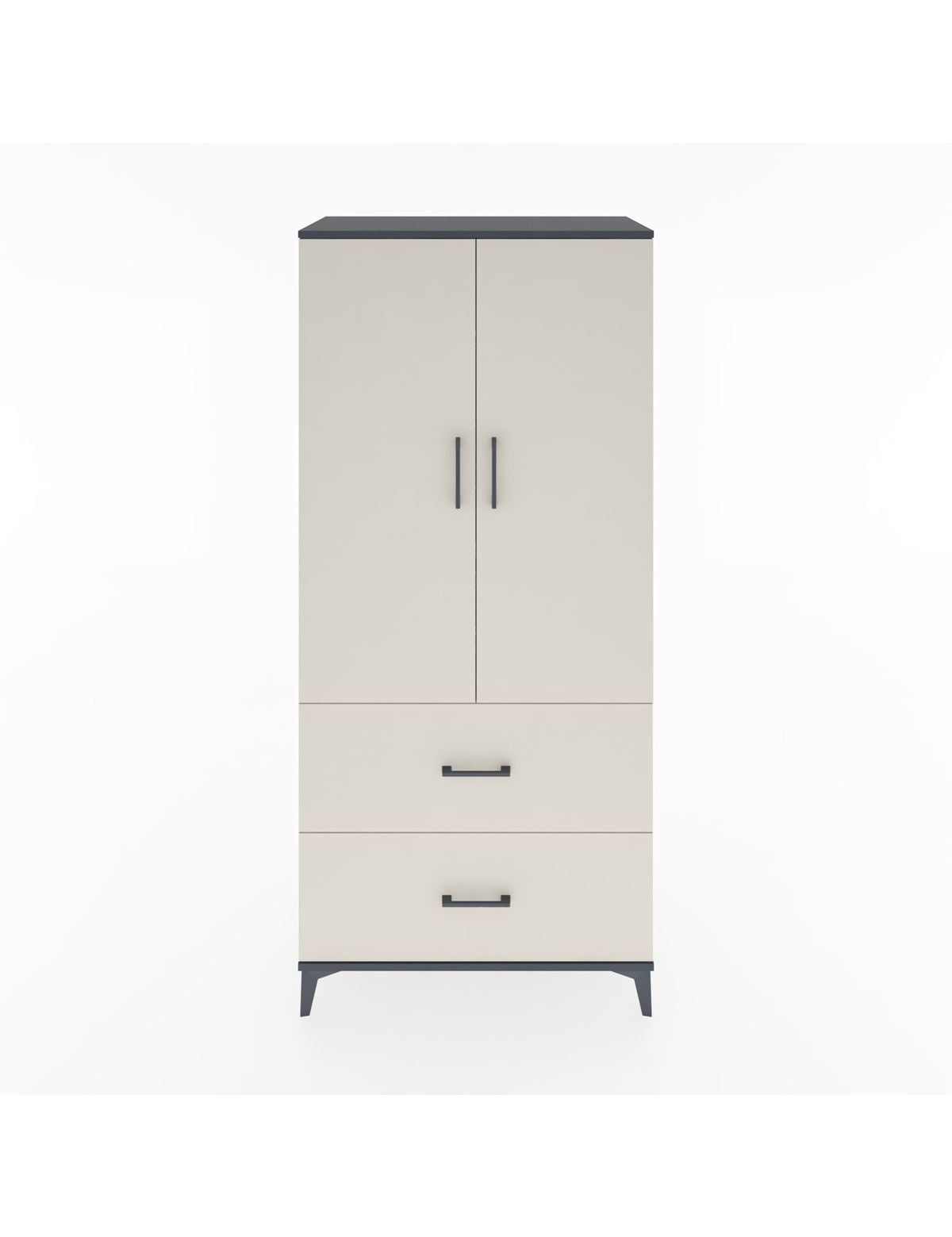 Hyperion Dolap 4 Raflı 2 Çekmeceli 2 Kapaklı 88x44x195 Antrasit-Aytaşı