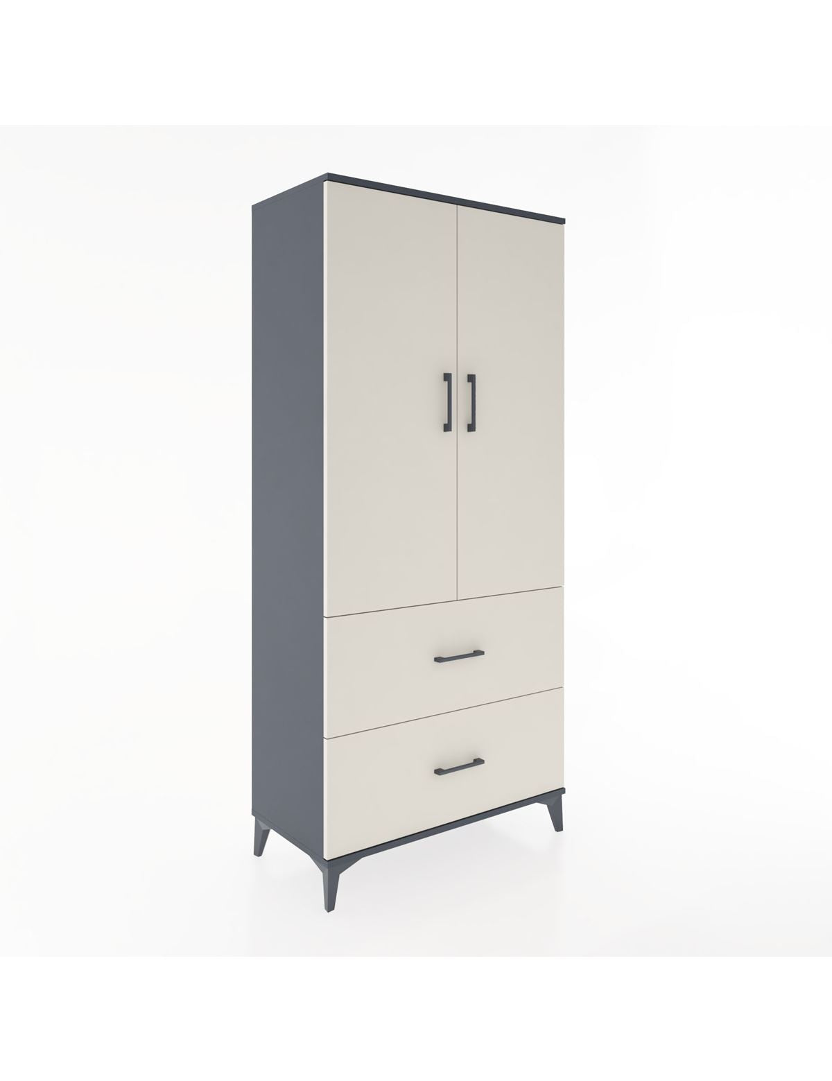 Hyperion Dolap 4 Raflı 2 Çekmeceli 2 Kapaklı 88x44x195 Antrasit-Aytaşı