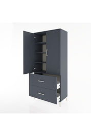 Hyperion Dolap 4 Raflı 2 Çekmeceli 2 Kapaklı 88x44x195 Antrasit-Antrasit