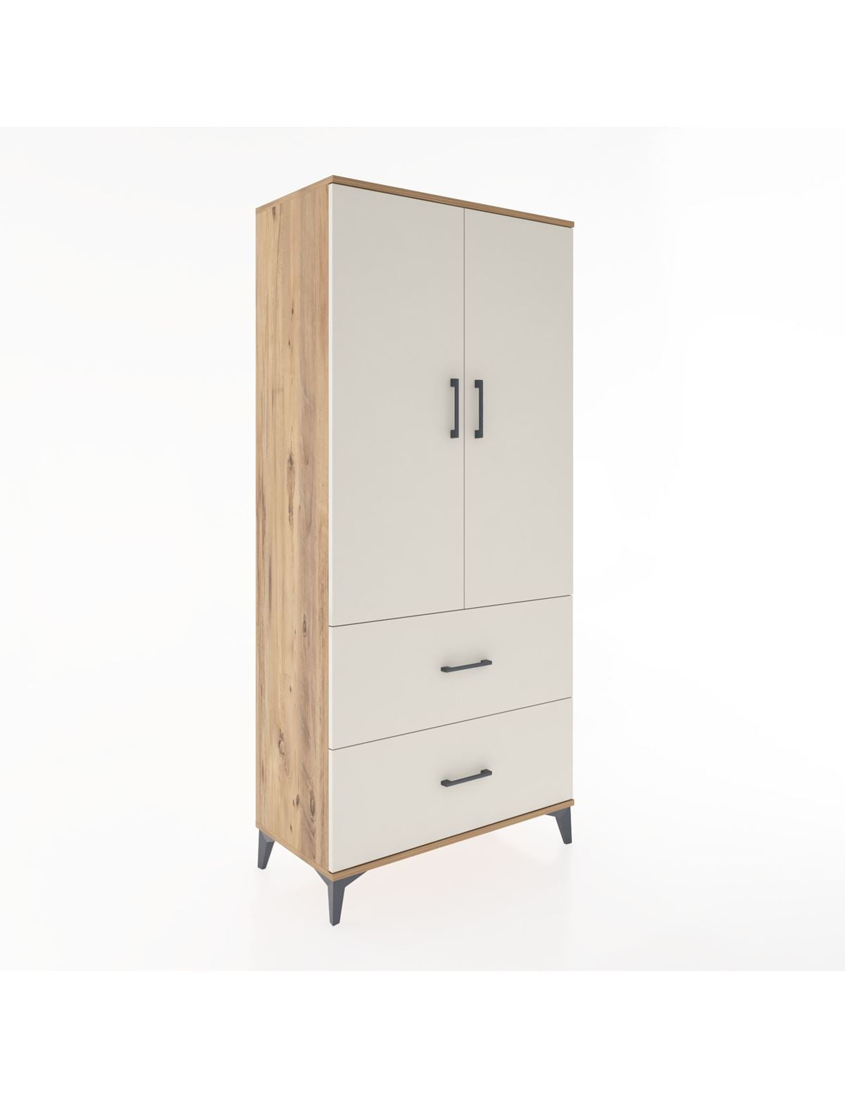 Hyperion Dolap 4 Raflı 2 Çekmeceli 2 Kapaklı 88x44x195 Çam-Aytaşı