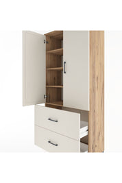 Hyperion Dolap 4 Raflı 2 Çekmeceli 2 Kapaklı 88x44x195 Çam-Aytaşı