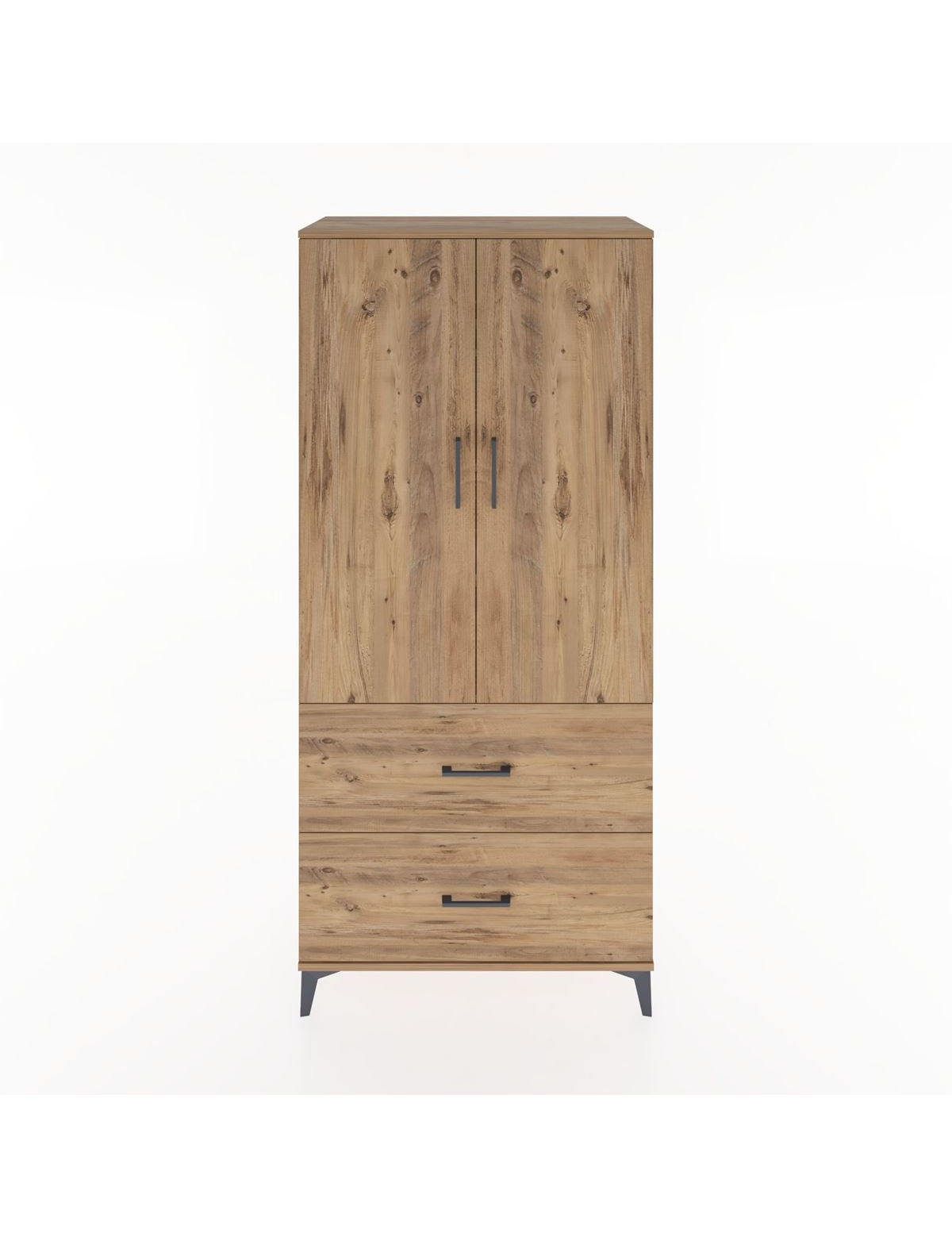 Hyperion Dolap 4 Raflı 2 Çekmeceli 2 Kapaklı 88x44x195 Çam-Çam