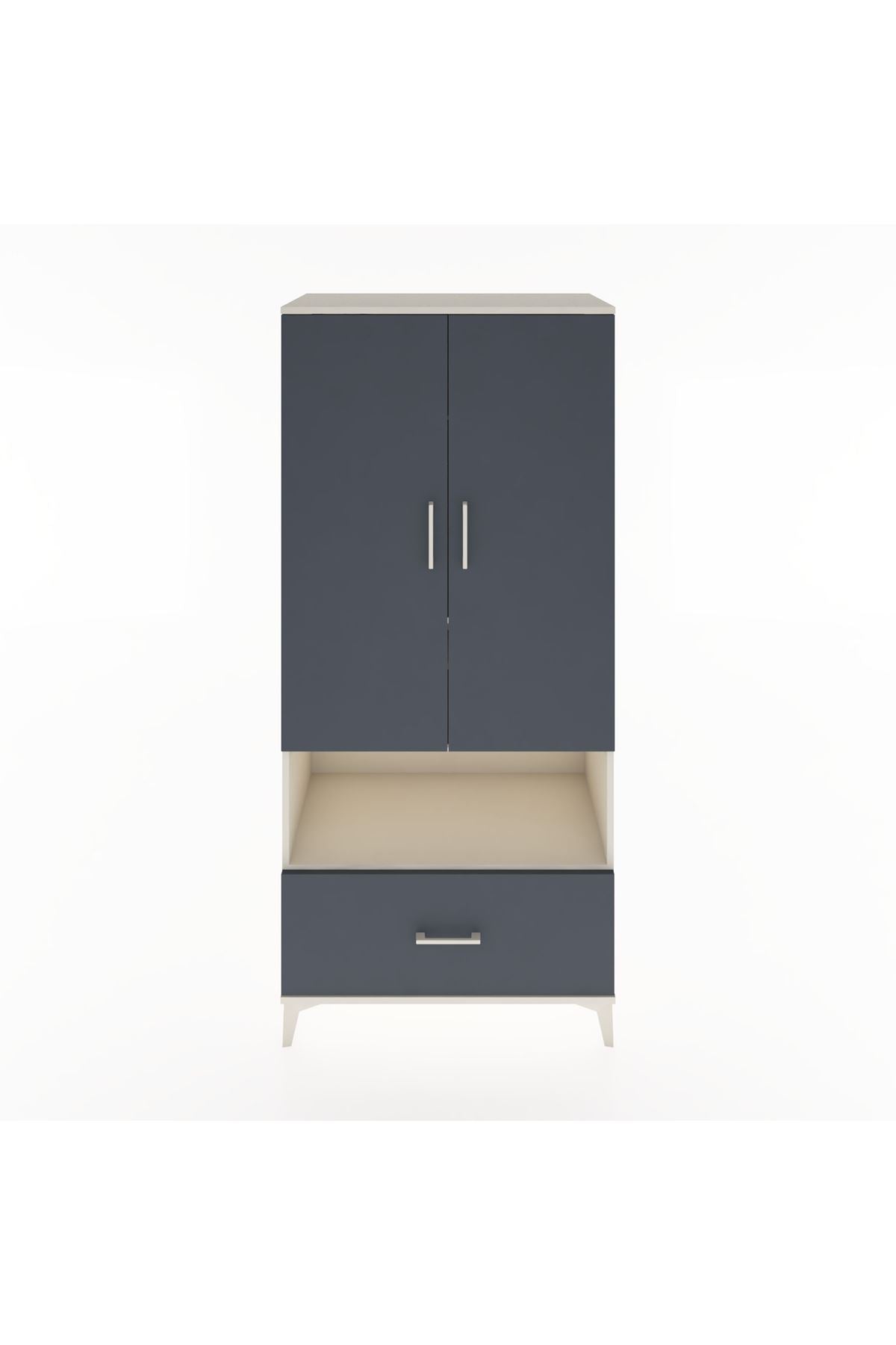 Hyperion Dolap 3 Raflı Tek Çekmeceli Tek Askılı 88x44x195 Aytaşı-Antrasit